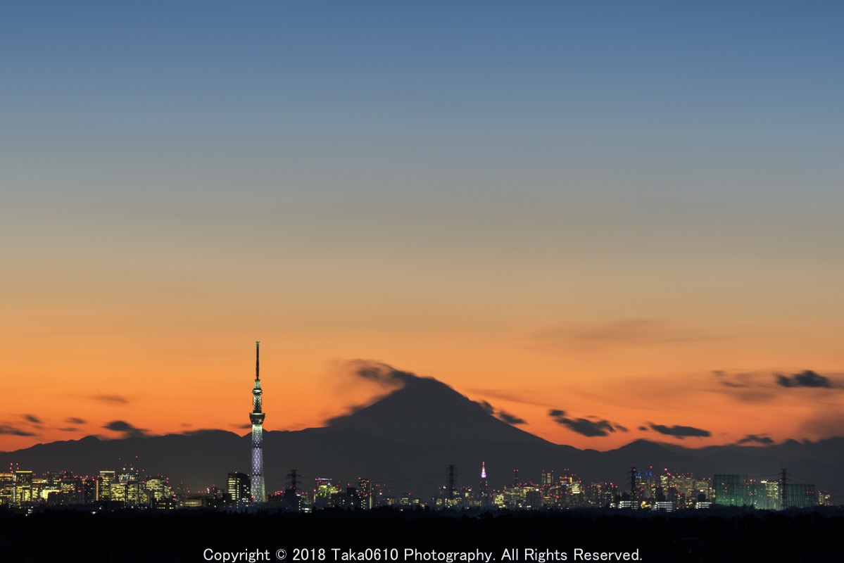 千葉の夕焼けスポット かまがやスカイビュー にて富士山を撮る | 写真